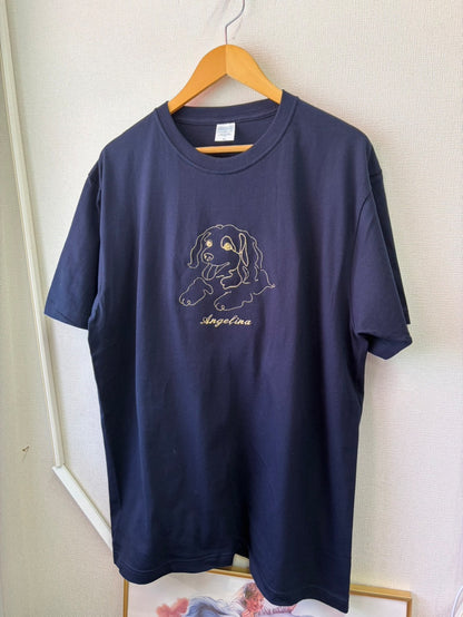 ペット刺繍　ラインアートスタイル｜Tシャツ（顔 or 全身・１匹のみ）