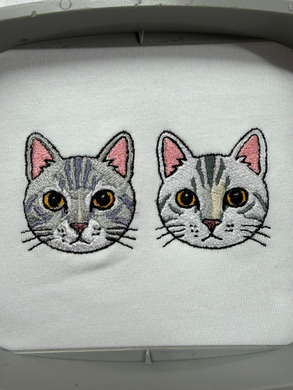 猫の顔の刺繍
