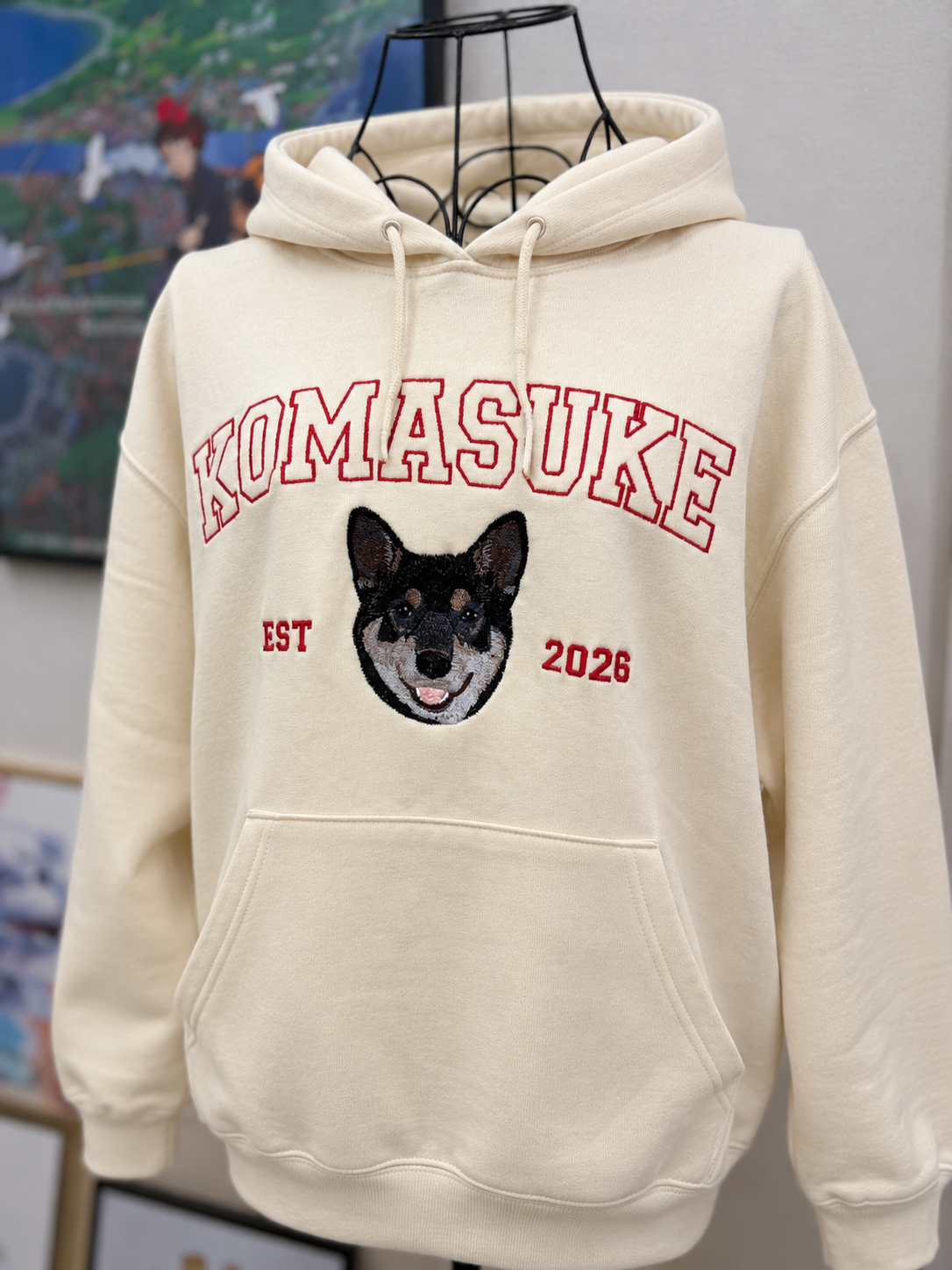 アメカジ刺繍パーカー ナチュラル 柴犬 KOMASUKE