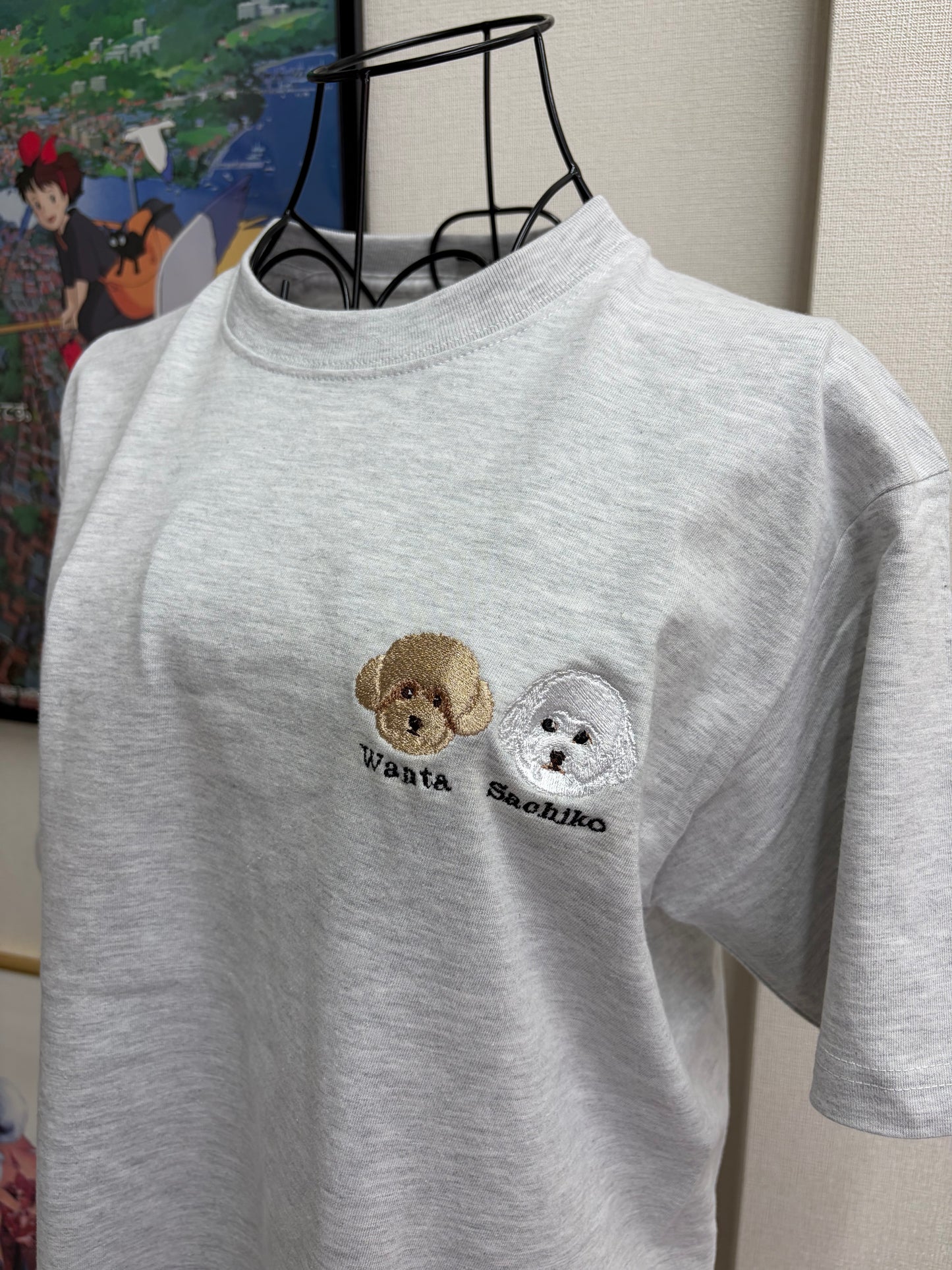 ペット刺繍　半袖Tシャツ　イラストスタイル