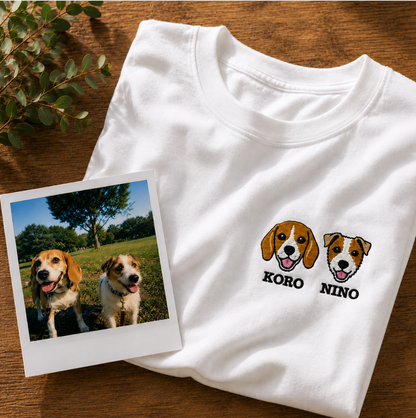 ペット刺繍　半袖Tシャツ　イラストスタイル