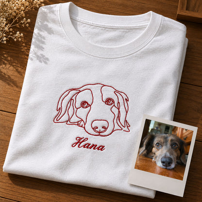ペット刺繍　ラインアートスタイル｜Tシャツ（顔 or 全身・１匹のみ）