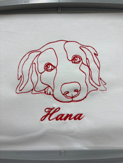 ラインアート刺繍のペット刺繍トレーナーのデザイン
