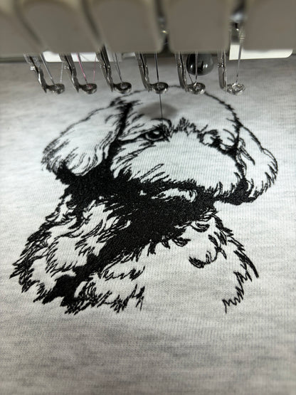 スマホ写真からつくる デッサン刺繍トレーナー｜人物・ペットOK