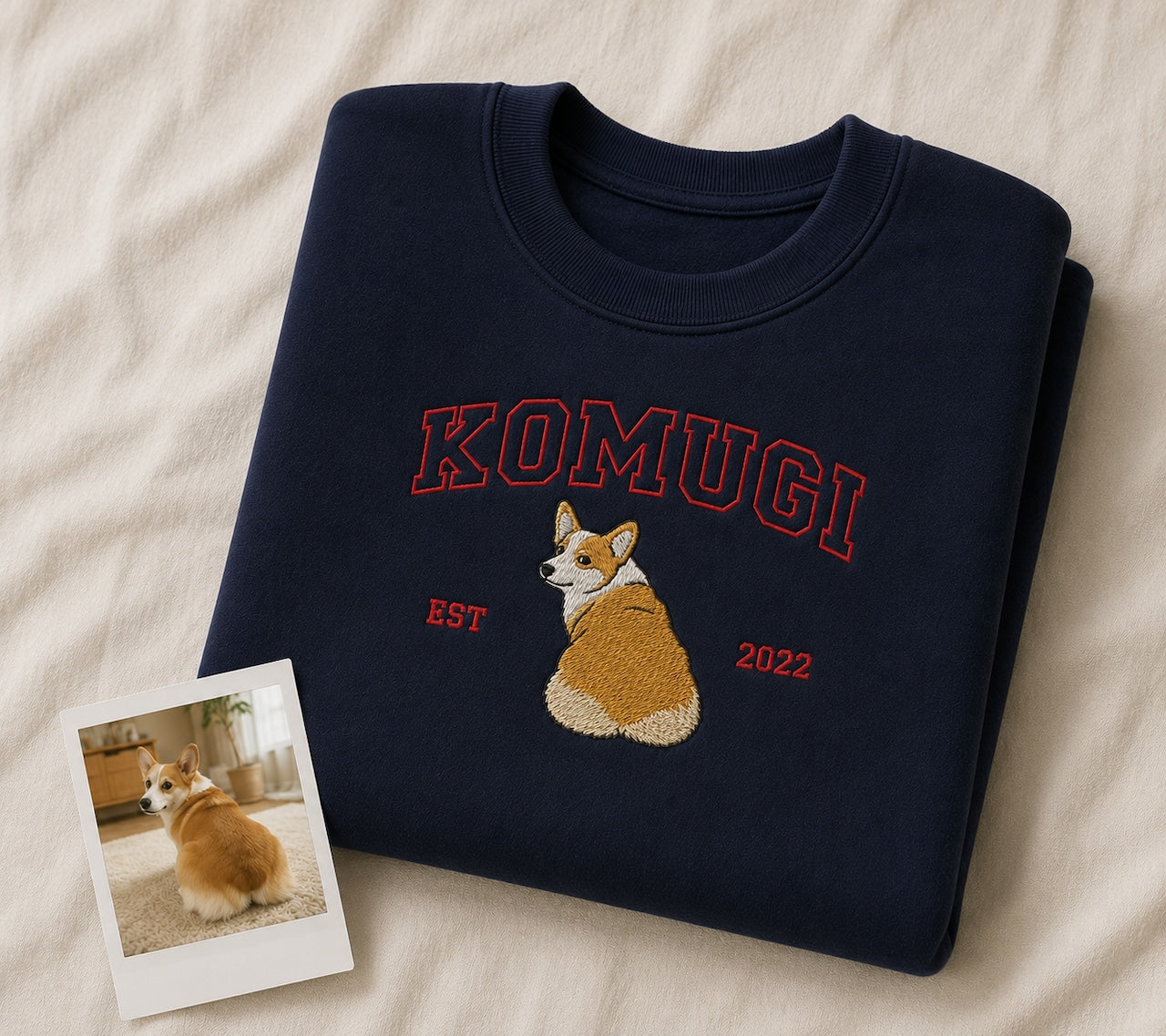 コーギーの刺繍トレーナー