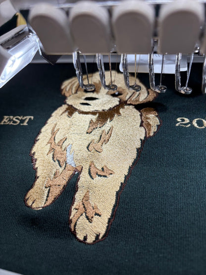 トイプードルの刺繡トレーナーを作っている様子