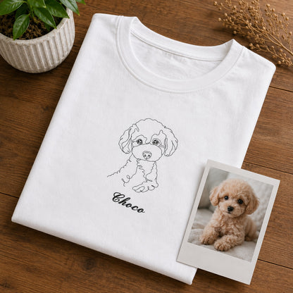 ペット刺繍　ラインアートスタイル｜Tシャツ（顔 or 全身・１匹のみ）