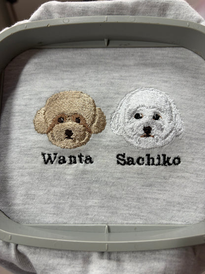 ペット刺繍　半袖Tシャツ　イラストスタイル
