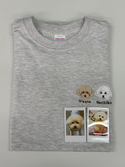 ペット刺繍　半袖Tシャツ　イラストスタイル