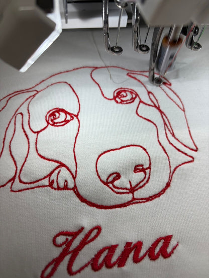 ラインアート刺繍のペット刺繍トレーナーのデザイン