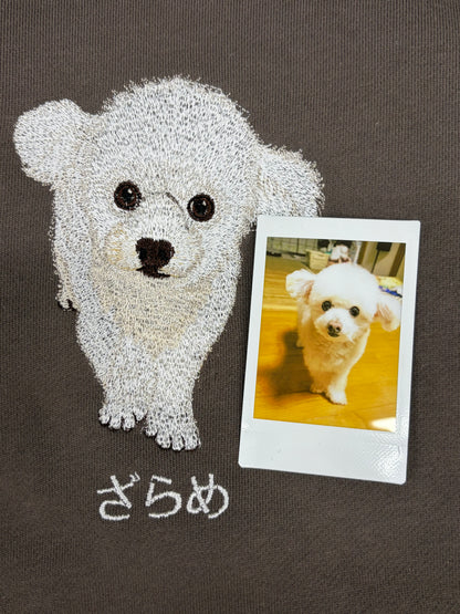 スマホ写真からつくる ペット刺繍パーカー｜リアル・写真のまま刺繍・名入れ