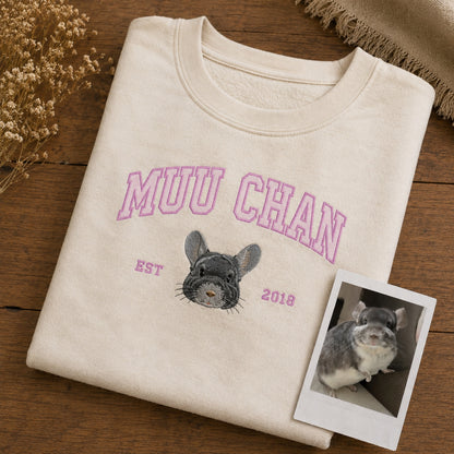 チンチラのリアルなお顔のペット刺繍　トレーナー　スウェットの画像