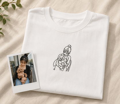 ペット刺繍　ラインアート刺繍　Tシャツ