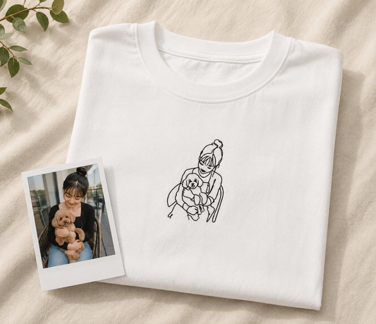 ペット刺繍　ラインアート刺繍　Tシャツ