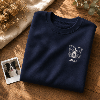 ボーダーコリーのペット刺繍トレーナーの写真