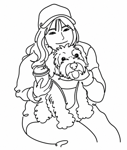 メモリアル刺繍　クッションカバー（線画・ラインアート）