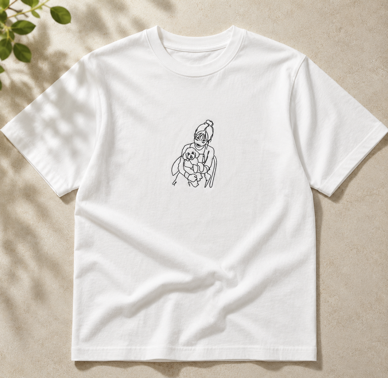 ペット刺繍　ラインアート刺繍　Tシャツ