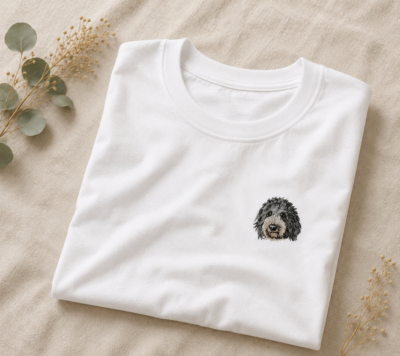 ペット刺繍のリアル刺繍Tシャツ（うちの子刺繍）