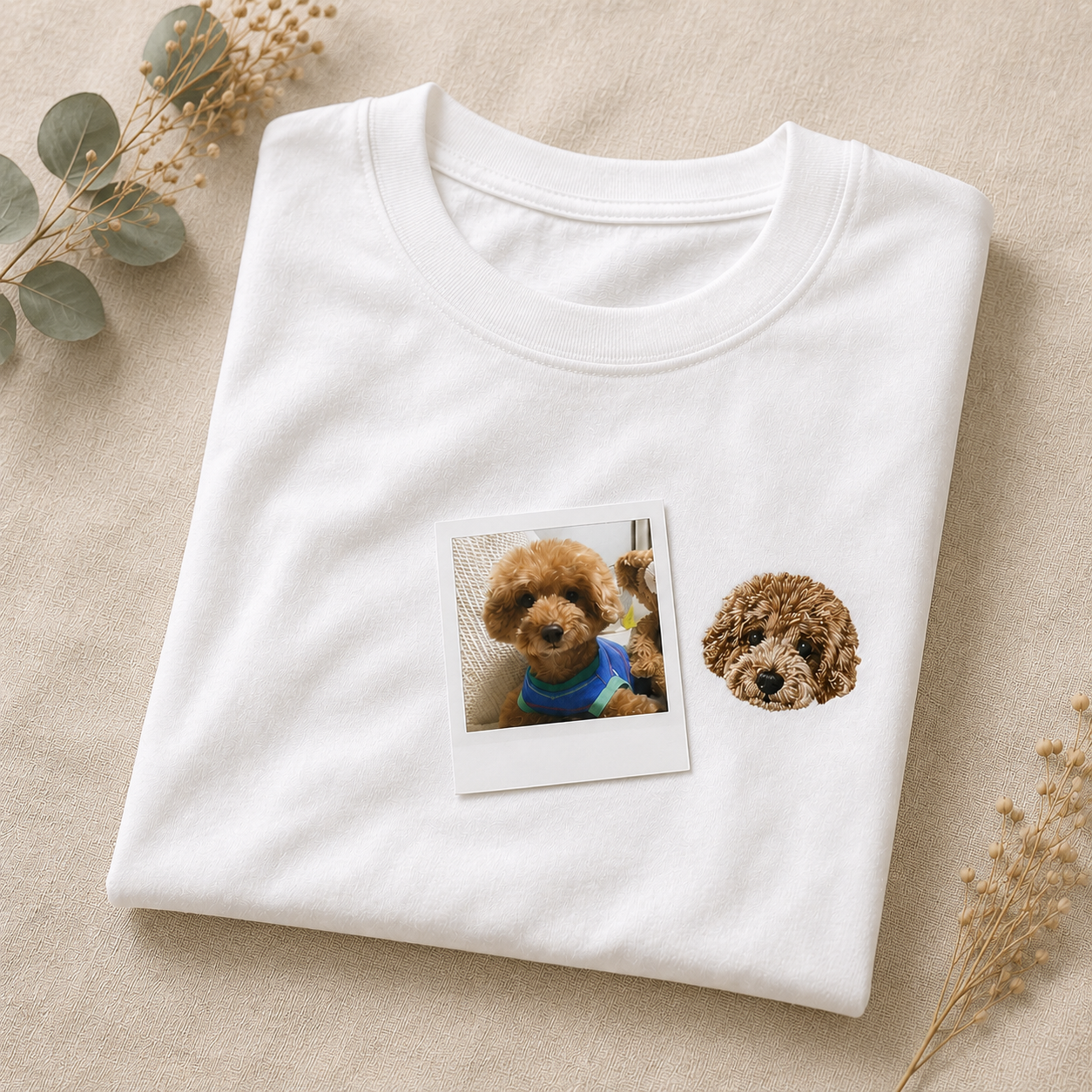 ペット刺繍　リアルスタイル｜Tシャツ（顔 or 全身・１匹のみ）