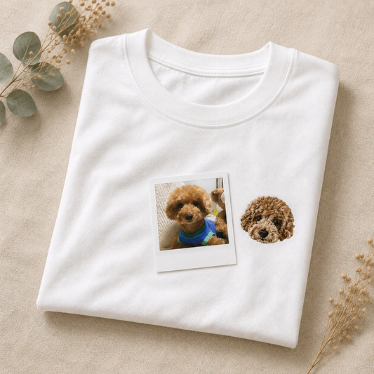 ペット刺繍　リアルスタイル｜Tシャツ（顔 or 全身・１匹のみ）