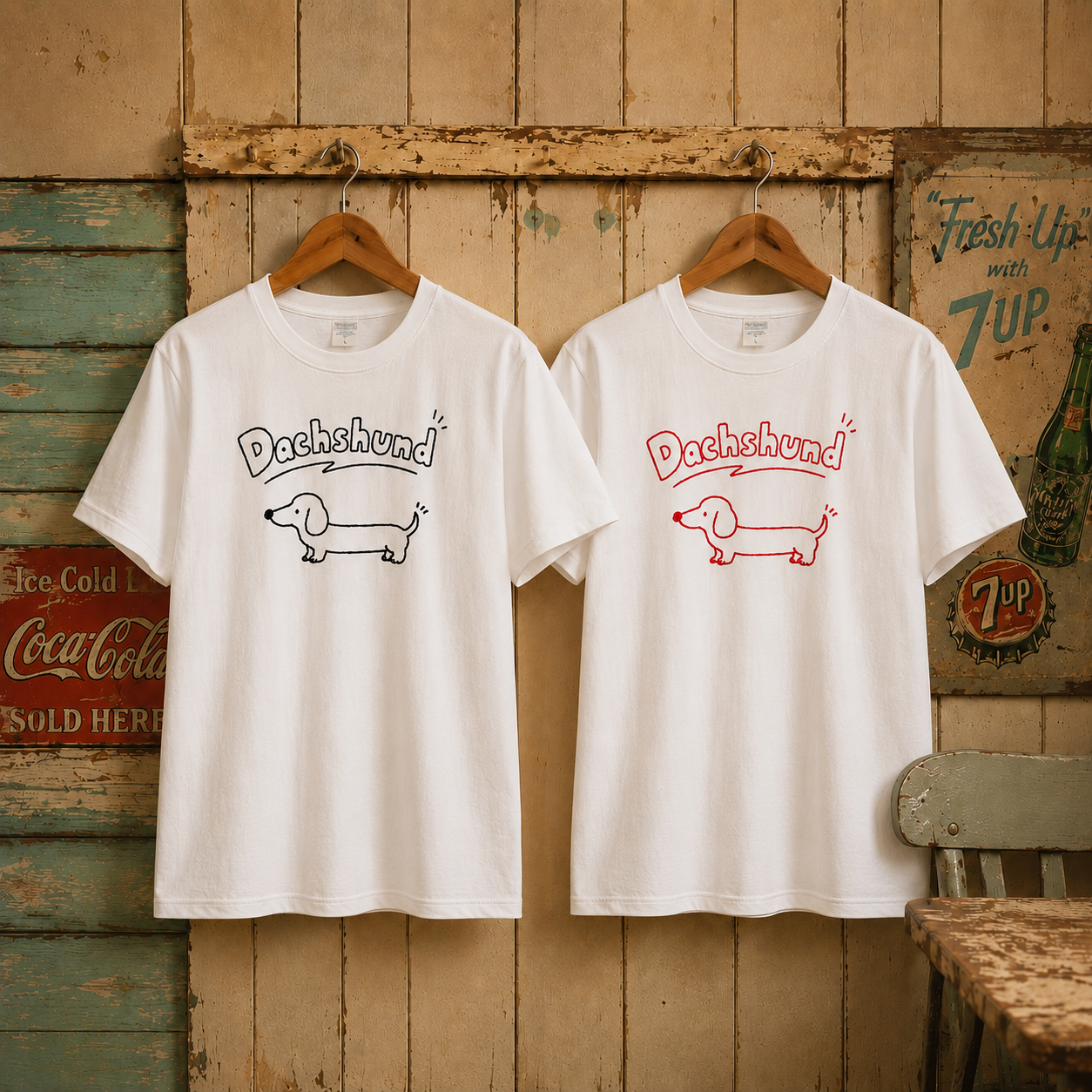 ゆるアメカジDog  Tシャツ【多摩の刺繍屋オリジナル】