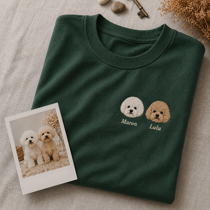 ペット刺繍　イラストスタイル｜｜Tシャツ（顔・2匹ご希望の方）