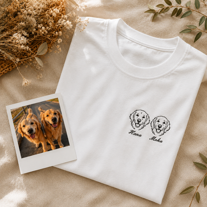 ゴールデンレトリバーの刺繡がはいったTシャツ（ペット刺繍）