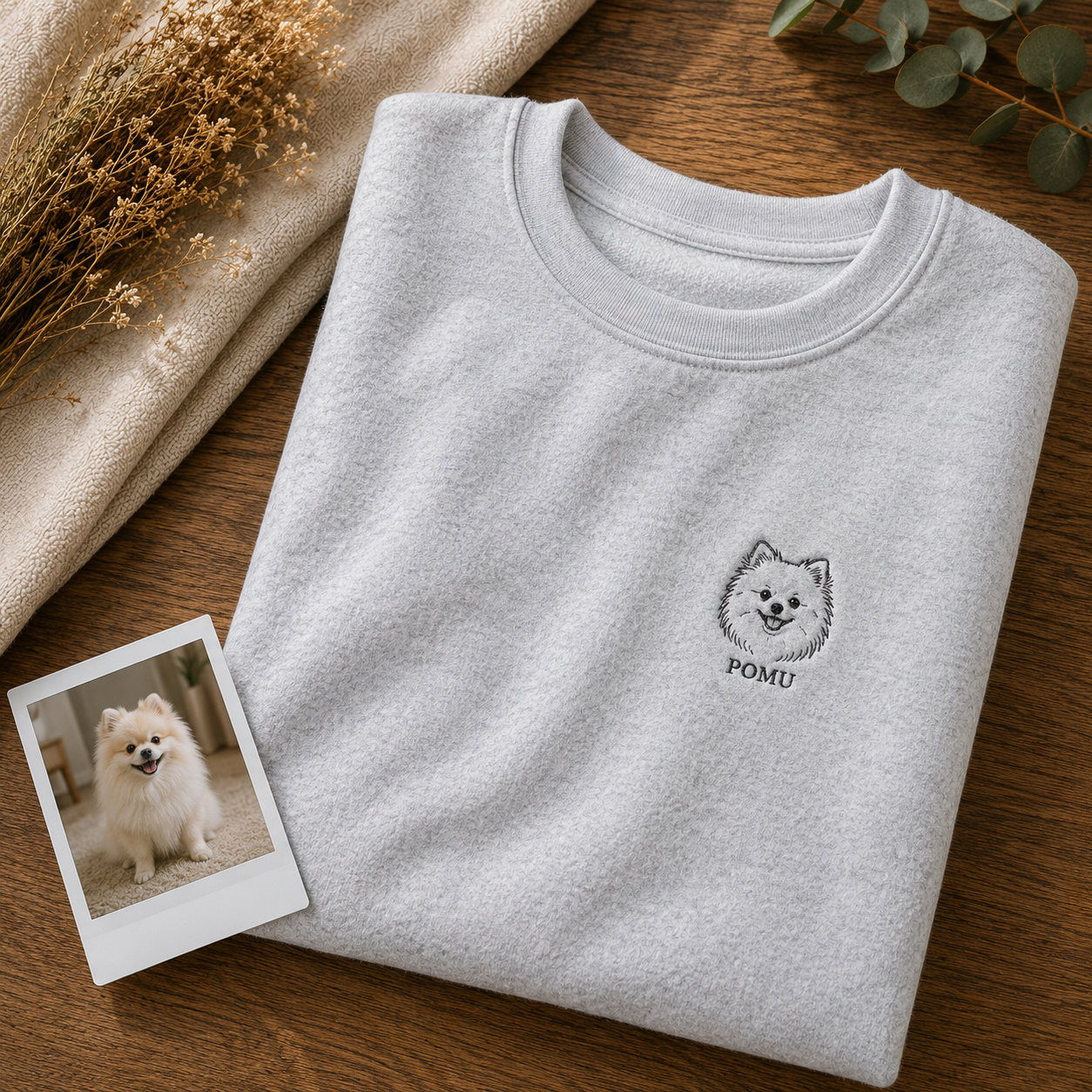 ポメラニアンのペット刺繍トレーナー