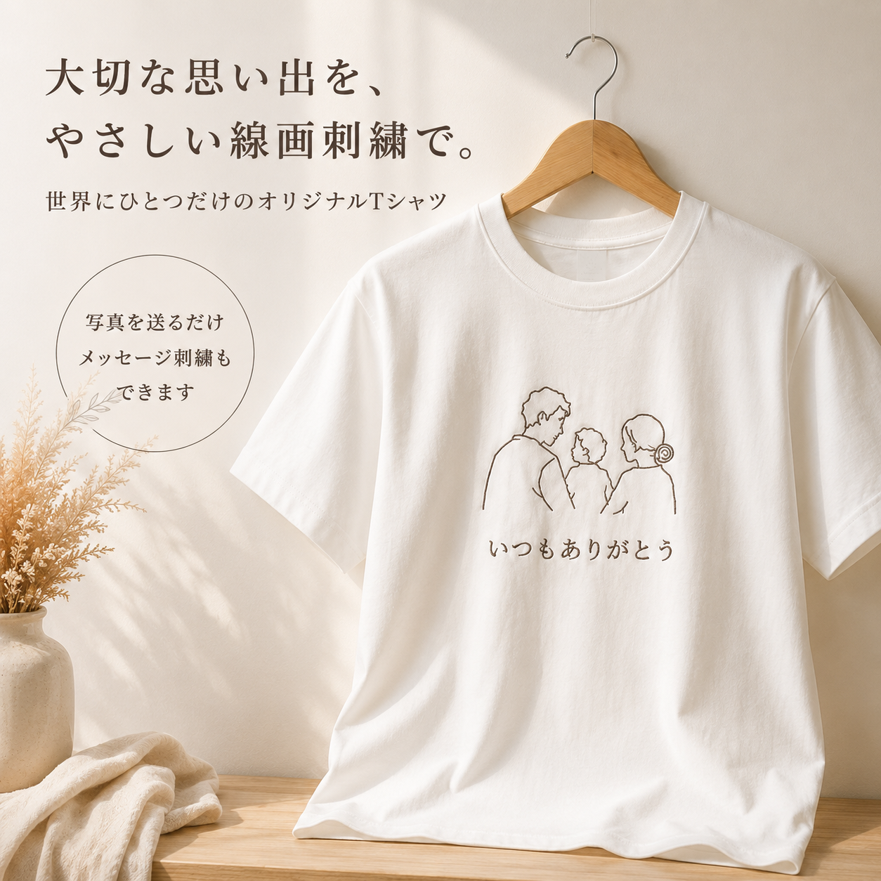メモリアル写真刺繍
tシャツ