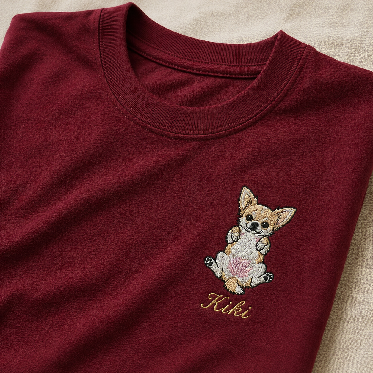 ペット刺繍　イラストスタイル｜Tシャツ（全身・１匹のみ）