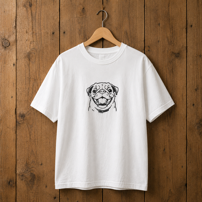 ペット刺繍　アニメ線画スタイル｜Tシャツ（顔・１匹のみ）