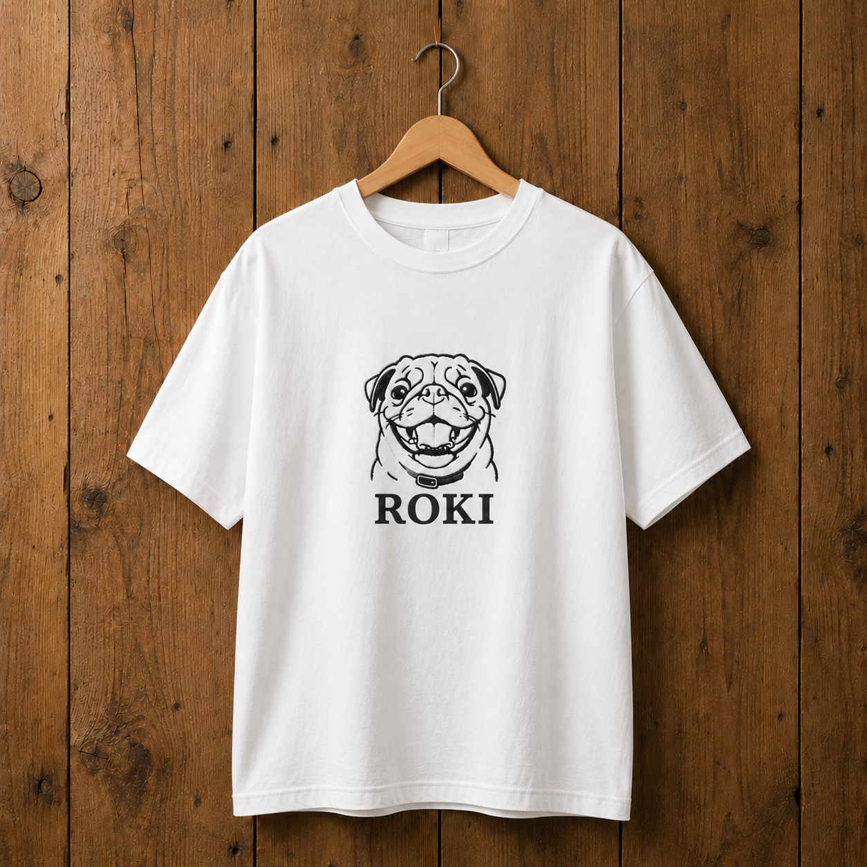 ペット刺繍　アニメ線画スタイル｜Tシャツ（顔・１匹のみ）