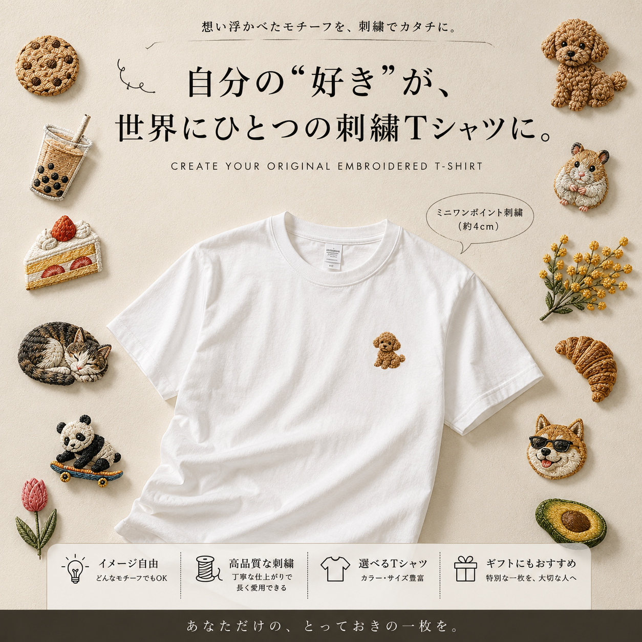 刺繡Tシャツ
