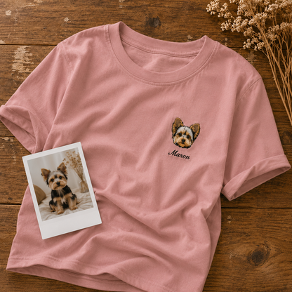 ペット刺繍　半袖Tシャツ　イラストスタイル