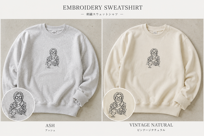 メモリアル刺繍　トレーナー (線画＆ラインアート)