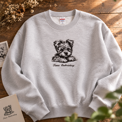 ヨークシャーテリア 刺繍トレーナー｜鉛筆画風｜