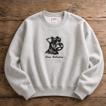ミニチュアシュナウザー 刺繍トレーナー｜鉛筆画風｜
