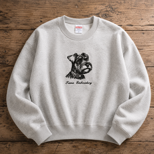 ミニチュアシュナウザー 刺繍トレーナー｜鉛筆画風｜