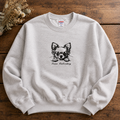 チワワ 刺繍トレーナー｜鉛筆画風｜