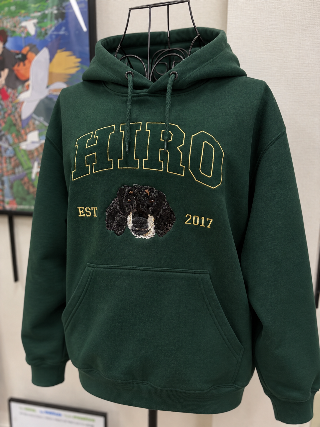 アメカジ刺繍パーカー アイビーグリーン ダックスフンド HIRO