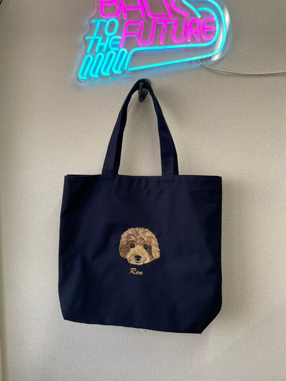 ペット刺繍　リアルスタイル｜トートバッグ（顔 or 全身 １匹のみ）