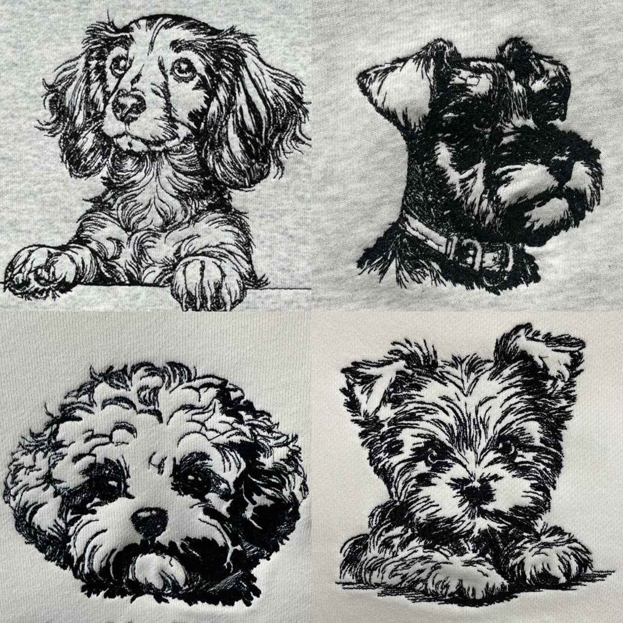 鉛筆デッサン DOG Tシャツ【多摩の刺繍屋オリジナル】