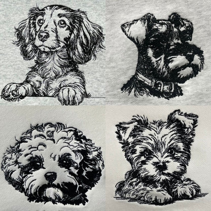 鉛筆デッサン DOG Tシャツ【多摩の刺繍屋オリジナル】