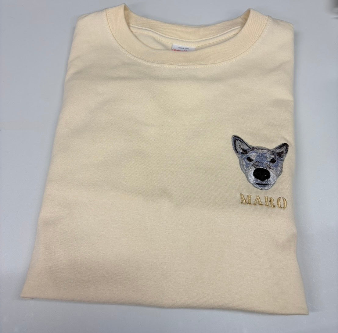 ペット刺繍のリアル刺繍Tシャツ（うちの子刺繍）