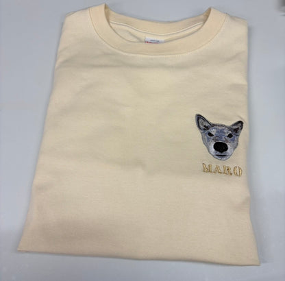 ペット刺繍のリアル刺繍Tシャツ（うちの子刺繍）