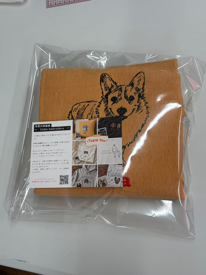 （ペット刺繍メーカー専用）手書き線画刺繍クッションカバー