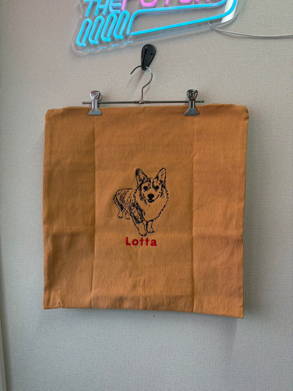 （ペット刺繍メーカー専用）手書き線画刺繍クッションカバー