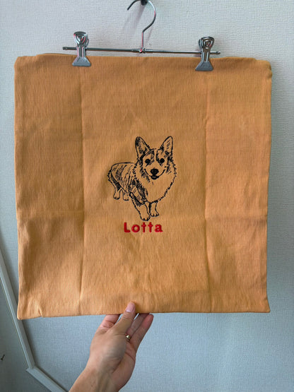 （ペット刺繍メーカー専用）手書き線画刺繍クッションカバー