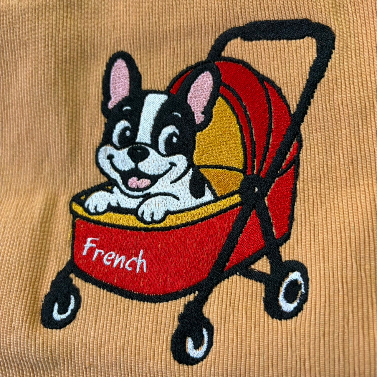 フレンチブルドッグ　海外アニメスタイル　刺繡クッションカバー