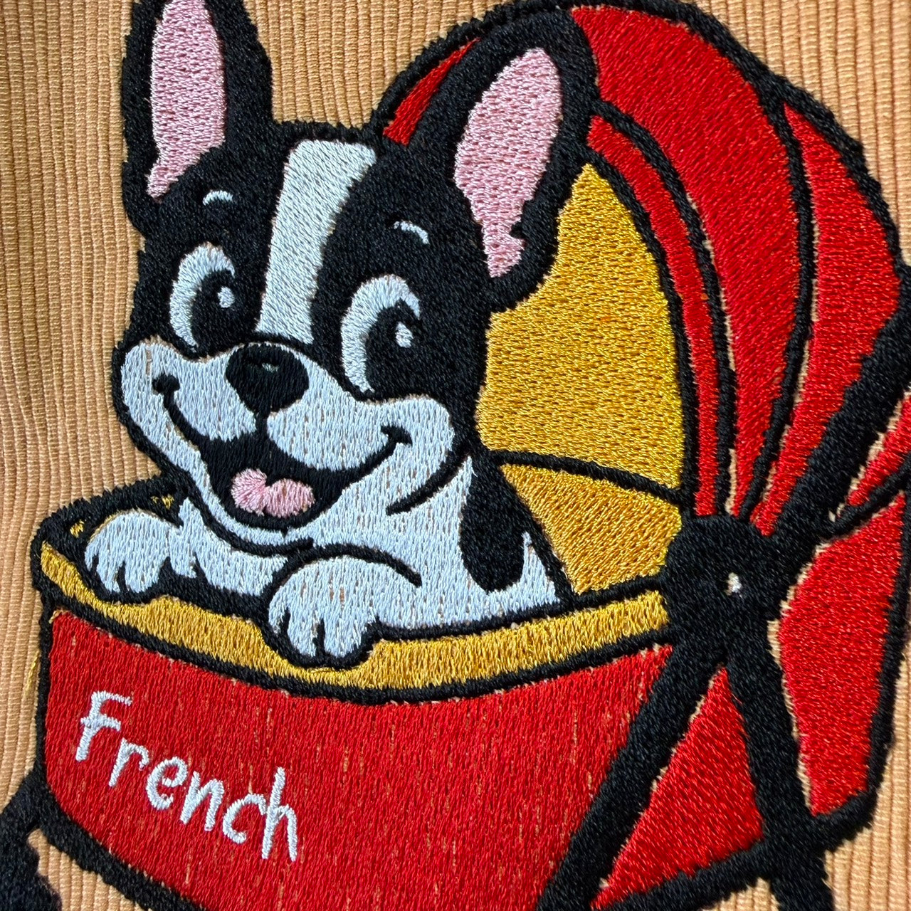 フレンチブルドッグ　海外アニメスタイル　刺繡クッションカバー